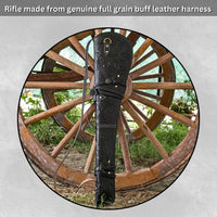 Hulara Rifle Case Western Scabbard fits 16 to 20 Inch Barrel Length Lever Action Genuine Handcraft Leather Rifle Shotgun Sheath Winchester Case for Wild Bunch Shooting [Black]. - 5