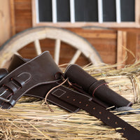 Hulara Western Gun Holster .45 Auto .45 ACP 44/45 Caliber Cowboy Holster for Revolver Full Grain Buff Leather Gun Holster with Belt for Men - 3