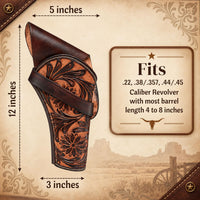 Hulara Genuine Leather Cross Draw Holster Gun Holder 22 .38/357 .44/45 Cal Revolver Western Rough Rider Psitol Holster F