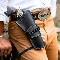 Hulara Leather Western Gun Holster for .22 Caliber Revolver – Fits 4