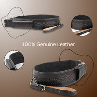Hulara Western Carved Leather Rear Flank Back Saddle Girth Cinch Belt with Bucking Strap Comfytack |Premium Flank Cinch Leather Belt Horse Girth Black - 5