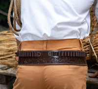 Hulara Genuine Leather Ammo Loops Gun Holster Belt Cowboy Shotgun Shell Holder Cartridge Belt for Men Pistol Adjustable 44/45 Belt - 4