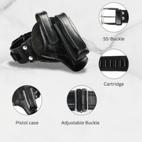 Hulara Full Grain Leather Revolver Carry Case – Durable Black Belt Cover for Safe Transport and Storage for Men Women Pistol Holsters, Gun Holders for Magzine, Colt Gun - 2