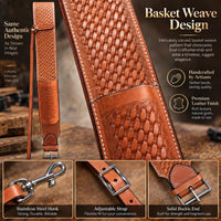 Hulara Western Carved Leather Rear Flank Back Saddle Girth Cinch Belt with Bucking Strap Comfytack |Premium Flank Cinch 
