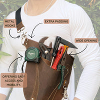 Hulara Brown Full Grain Leather Florist Tool Bag for Gardener Farmer Tools Holster With Adjutable Belt for Florists, Small Carpenter Electrician Organizer Kit. - 5