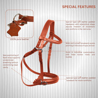 Wonder Care Genuine English Leather Crossover Crossunder Bitless Bridle for Horse Headstall with Reins - 9