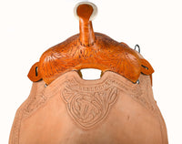 Hulara Western Saddle Tooled Genuine Leather Horse Saddle Carved Comfy Seat Size 14 Inch Western Saddle for Horses Barrel Racing Saddle - 4