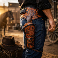 Hulara .22/.38/.44 Caliber Western Gun Holster Belts | Heritage Rough Rider | Cowboy Gun Belt | Ruger Wrangler Revolver 
