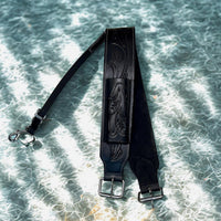 Hulara Western Carved Leather Rear Flank Back Saddle Girth Cinch Belt with Bucking Strap Comfytack |Premium Flank Cinch Leather Belt Horse Girth, Black - 2
