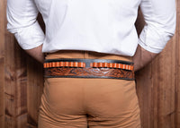 Hulara Full Grain Buff Leather Gun Belt - 22 Cartridge Western Costume Bullet Belt for Men (Two-tone - 5