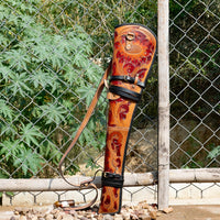 Hulara Real Leather Rifle Scabbard for Lever Action Rifle Case Shotgun Scabbard Carved Saddle Scabbard For Henry Big Boy Rifle With Padded Interior Protection (Brown_2, Solid) - 6