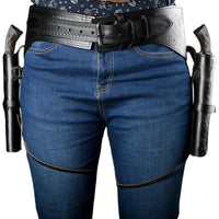 Hulara Genuine Leather Western Gun Belt Concealed Carry Gun Holster Belt for Men Women Cowboy Costume Revolver Holster Pistol Tactical Hoslter - 2