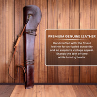 Hulara Real Leather Rifle Scabbard for Lever Action Rifle Case Shotgun Scabbard Carved Saddle Scabbard For Henry Big Boy Rifle With Padded Interior Protection (Brown_2, Solid) - 7