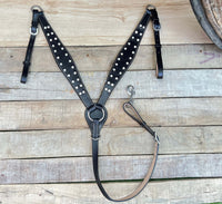 Hulara Top Grain Buff Leather Western Bridle and Breast Collar Set Tooled Headstall and Horse Breastcollar Western Tack Set Horse Breast Collar Western Bridle Sets Black Breast Collar for Horses - 4