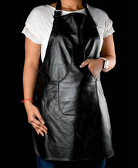 Hulara Leather Aprons For Men/Women Adjustable Straps With Pockets/Kitchen/Barber/Welding Working Apron