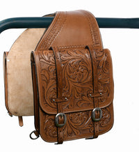 Hulara Full Grain Buffalo Leather Western Saddle Bag Tooled Horse Saddle Bag for Trail Riding Saddle Carrier Bag for Horses - 4