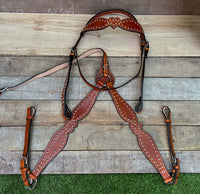 Hulara Top Grain Buff Leather Western Bridle and Breast Collar Set Tooled Headstall and Horse Breastcollar Western Tack Set Horse Breast Collar Western Bridle Sets Horse Headstall and Breast Collar - 4