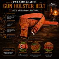Hulara Leather Western Gun Holster Belt Full Grain Buff  Heritage Rough Rider Gun Belt Cowboy Holster Ruger Wrangler Hol