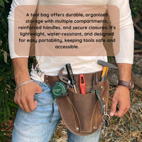 Hulara Brown Full Grain Leather Florist Tool Bag for Gardener Farmer Tools Holster With Adjutable Belt for Florists, Small Carpenter Electrician Organizer Kit. - 7