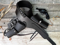 Hulara Genuine Leather Western Gun Belt Concealed Carry Gun Holster Belt for Men Women Cowboy Costum - 11