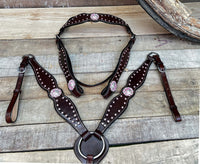 Hulara Top Grain Buff Leather Western Bridle and Breast Collar Set Tooled Headstall and Horse Breastcollar Western Tack Set Horse Breast Collar Western Bridle Sets Horse Headstall and Breast Collar - 4