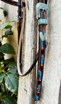 Hulara Top Grain Buff Leather Western Bridle and Breast Collar Set Tooled Headstall and Horse Breastcollar Western Tack Set Horse Breast Collar Western Bridle Sets Horse Headstall and Breast Collar - 9