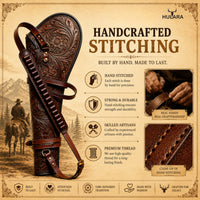 Hulara Leather Rifle Scabbard 24" – Hard Full Grain Leather Western Rifle Case for Lever Action Rifles, Fits Henry, Marl