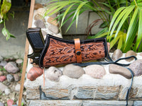 Hulara 2 Tone Flower Western Gun Holster & Ammo Belt Set – 22 Cartridge Leather Belt Size-4 with Her - 5