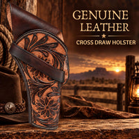 Hulara Genuine Leather Cross Draw Holster Gun Holder 22 .38/357 .44/45 Cal Revolver Western Rough Rider Psitol Holster F