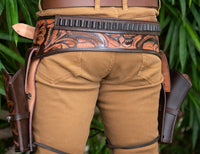 Hulara Western Gun Holster .45 Auto .45 ACP 44/45 Caliber Cowboy Holster for Revolver Full Grain Buff Leather Gun Holster with Belt for Men - 9