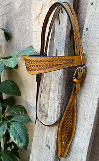 Hulara Top Grain Buff Leather Western Bridle and Breast Collar Set Tooled Headstall and Horse Breastcollar Western Tack Set Horse Breast Collar Western Bridle Sets Horse Headstall and Breast Collar - 6