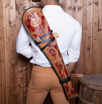 Hulara Real Leather Rifle Scabbard for Lever Action Rifle Case Shotgun Scabbard Carved Saddle Scabbard For Henry Big Boy Rifle With Padded Interior Protection (Brown_2, Solid) - 2
