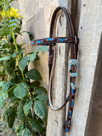 Hulara Top Grain Buff Leather Western Bridle and Breast Collar Set Tooled Headstall and Horse Breastcollar Western Tack Set Horse Breast Collar Western Bridle Sets Horse Headstall and Breast Collar - 7