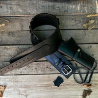 Hulara Genuine Leather Western Gun Belt Concealed Carry Gun Holster Belt for Men Women Cowboy Costum - 24
