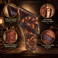 Hulara Genuine Leather Cross Draw Holster Gun Holder 22 .38/357 .44/45 Cal Revolver Western Rough Rider Psitol Holster F