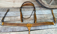 Hulara Top Grain Buff Leather Western Bridle and Breast Collar Set Tooled Headstall and Horse Breastcollar Western Tack Set Horse Breast Collar Western Bridle Sets Horse Headstall and Breast Collar - 7