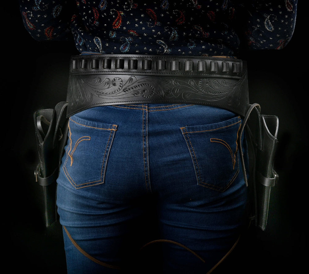 Hulara Western Gun Belt with Holsters for Heritage Rough Rider| Cowboy Holster Belt|Revolver Holster with Belt Full Grain Buff Leather Available in .22/.38/.44 Calibers