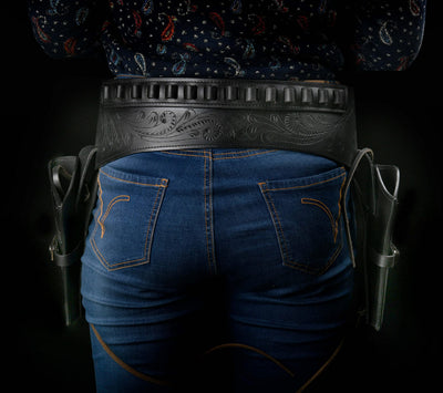 Hulara Western Gun Belt with Holsters for Heritage Rough Rider| Cowboy Holster Belt|Revolver Holster with Belt Full Grain Buff Leather Available in .22/.38/.44 Calibers