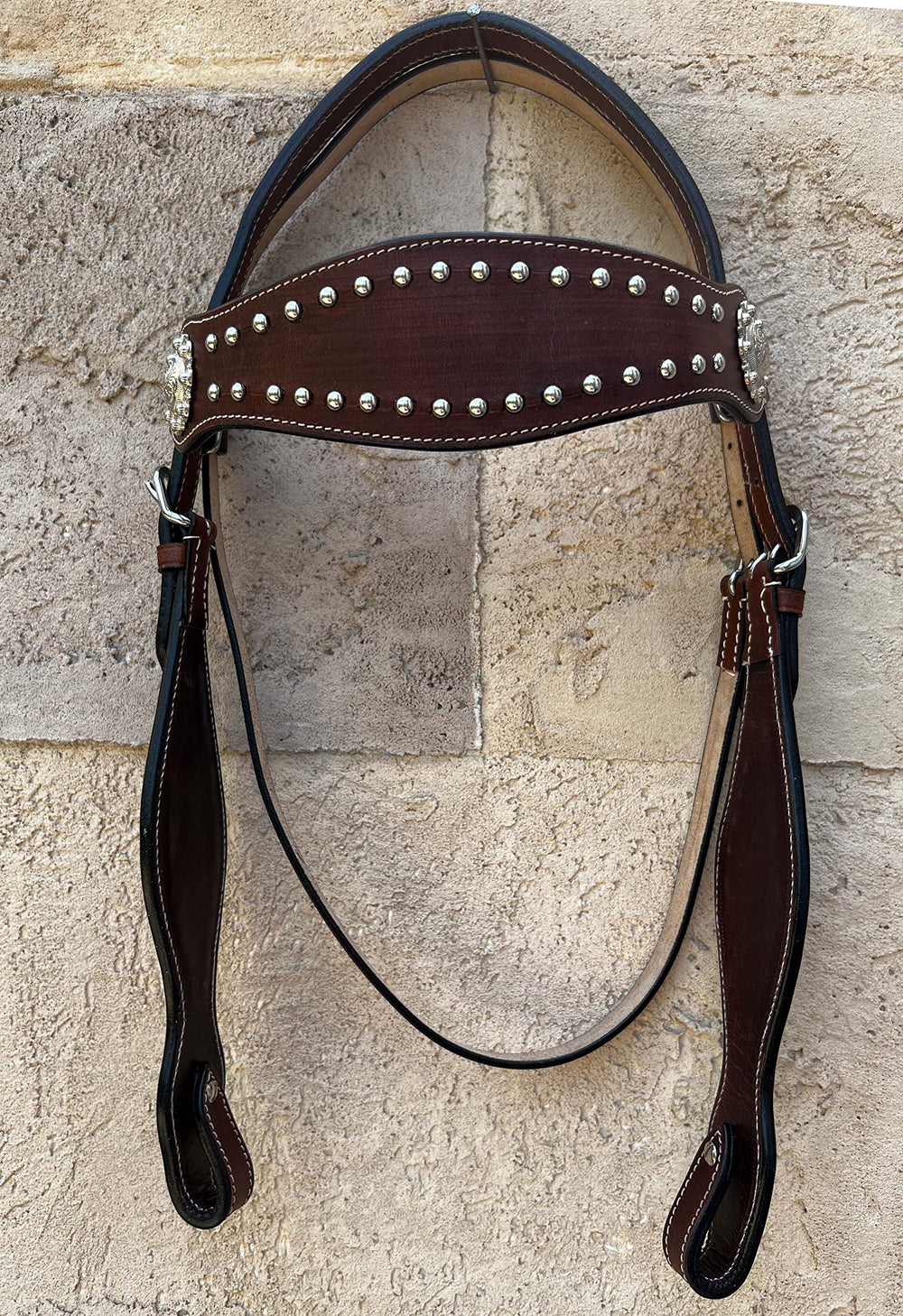 Hulara Top Grain Buff Leather Western Bridle and Breast Collar Set Tooled Headstall and Breastcollar - 2