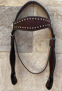 Hulara Top Grain Buff Leather Western Bridle and Breast Collar Set Tooled Headstall and Breastcollar - 2