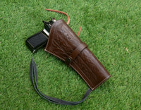 Hulara Carved Flower Brown Western Gun Holster & Leather Ammo Belt Set – 22 Cartridge Leather Belt S - 4