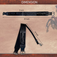 Hulara Western Carved Leather Rear Flank Back Saddle Girth Cinch Belt with Bucking Strap Comfytack |Premium Flank Cinch Leather Belt Horse Girth, Black - 6
