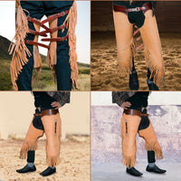 Hulara Suede Leather Western Cowboy Chaps for Men/Womens Chaps Hunting Protective with Yoke Set - 4
