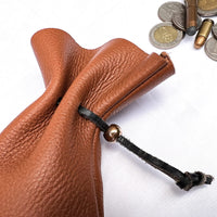 Hulara-Genuine Cowhide Leather Drawstring Shell Pouch Shotgun Ammo Storage Pouch Rifle Ammunition Am - 13