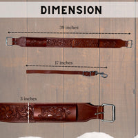 Hulara Western Carved Leather Rear Flank Back Saddle Girth Cinch Belt with Bucking Strap Comfytack |Premium Flank Cinch Belt Leather Horse Girth Brown - 3