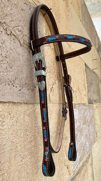 Hulara Top Grain Buff Leather Western Bridle and Breast Collar Set Tooled Headstall and Horse Breastcollar Western Tack Set Horse Breast Collar Western Bridle Sets Horse Headstall and Breast Collar - 8