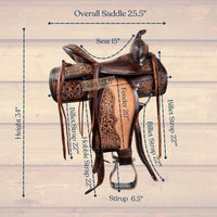 Hulara Western Saddle Tooled Genuine Leather Horse Saddle Carved Comfy Seat Size 16 Inch Western Saddle for Horses Barrel Racing Saddle - 5