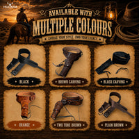 Hulara Leather Western Gun Holster Belt Full Grain Buff  Heritage Rough Rider Gun Belt Cowboy Holster Ruger Wrangler Hol