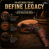 Hulara .22/.38/.44 Caliber Western Gun Holster Belts | Heritage Rough Rider | Cowboy Gun Belt | Ruge