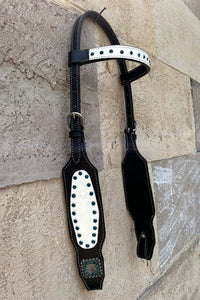 Hulara Top Grain Buff Leather Western Bridle and Breast Collar Set Tooled Headstall and Horse Breastcollar Western Tack Set Horse Breast Collar Western Bridle Sets Black Breast Collar for Horses - 3